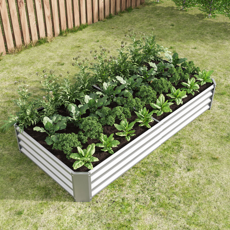 Sturdy Rectangle Metal Raised Planter Bed for Outdoor Gardening