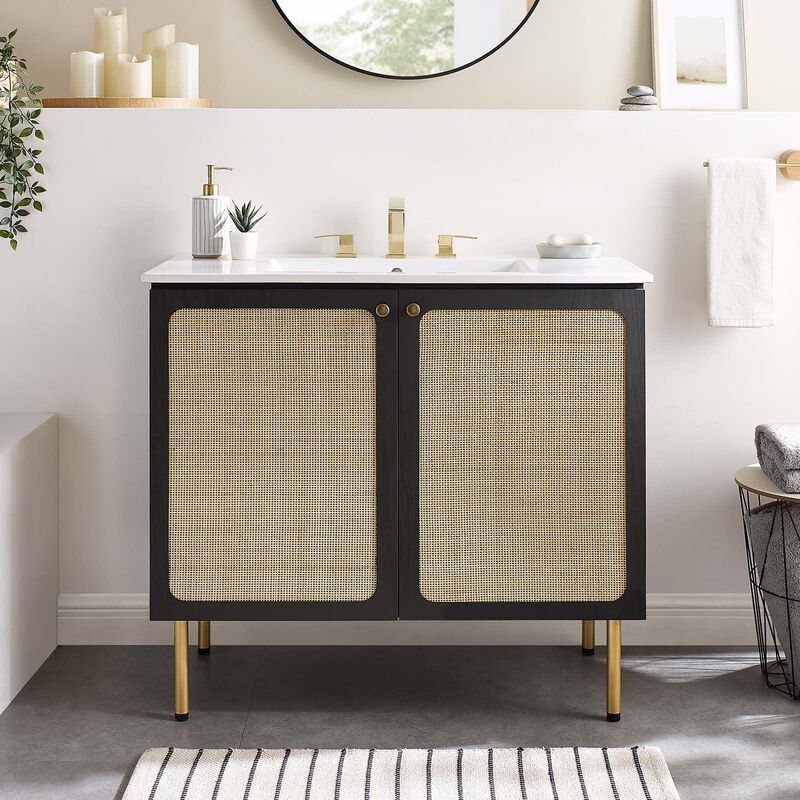 Modway EEI-6603-BLK Chaucer 36" Bathroom Vanity Cabinet (Sink Basin Not Included), Black image number 1