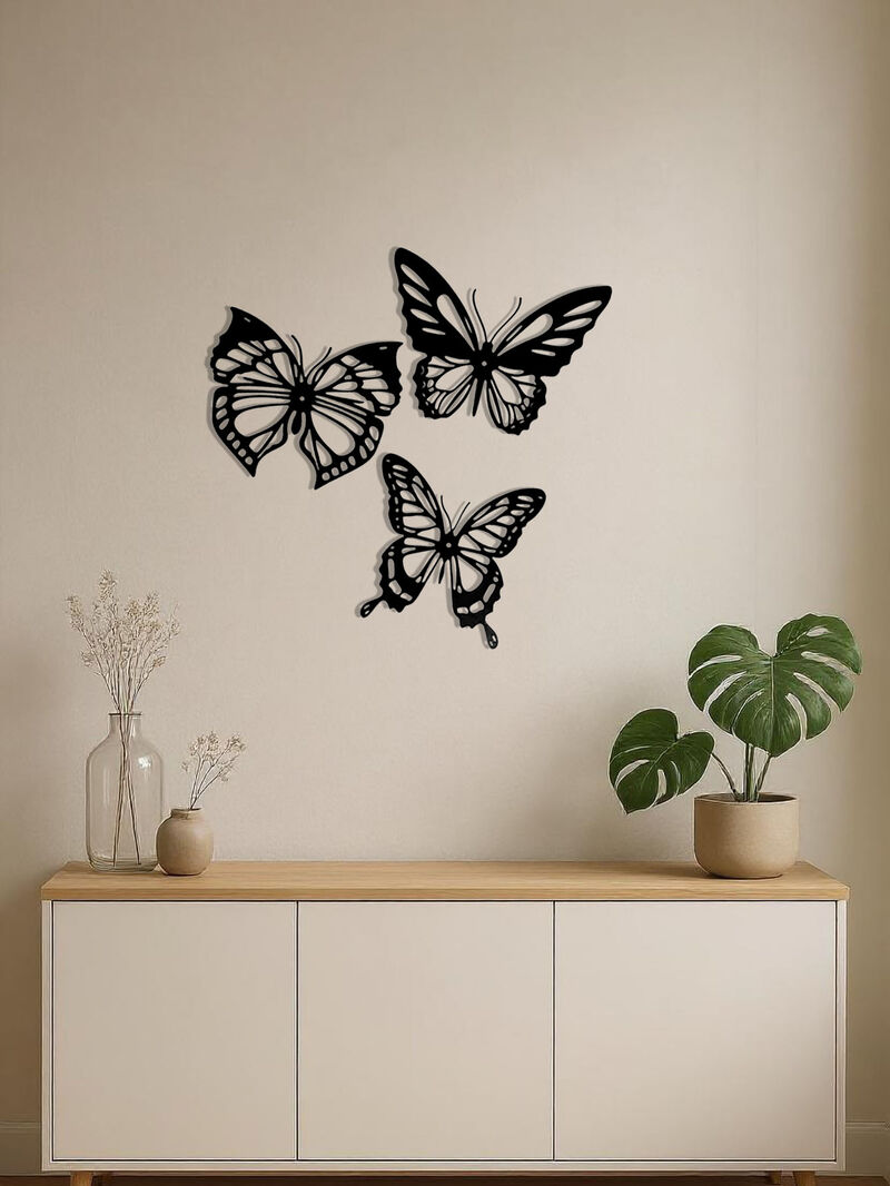 3-Piece Metal Insect Wall Decor Set, Dragonfly Hummingbird Butterfly image number 4