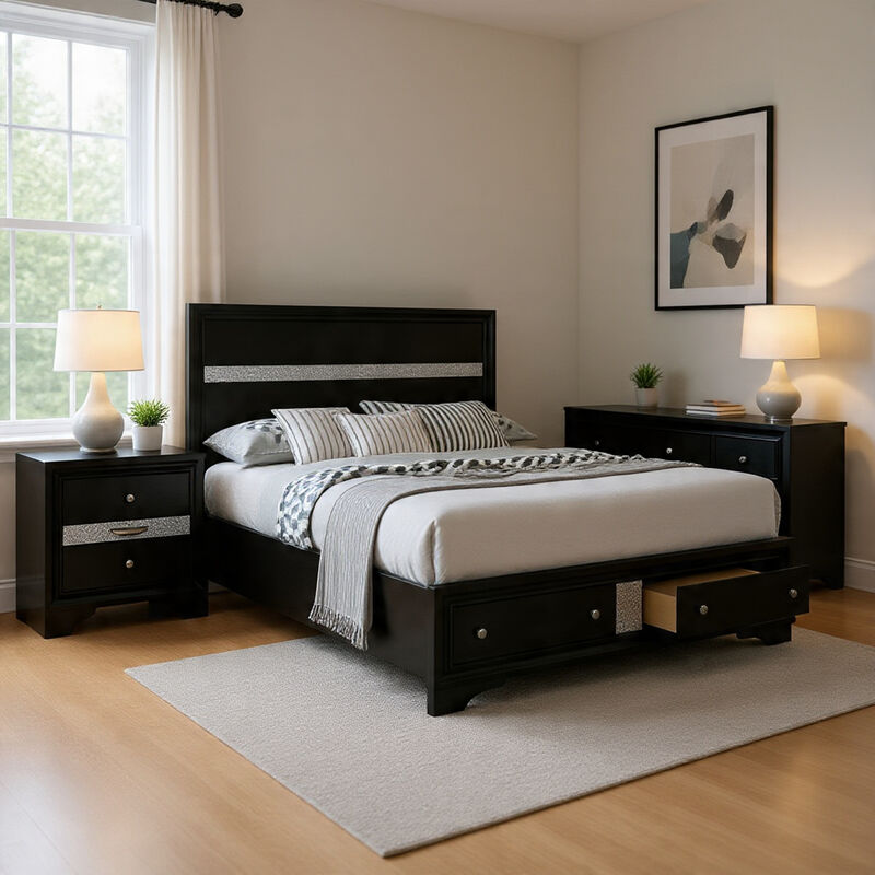 Bedroom Set, Wood, 3 Piece Set with 2 Nightstands image number 1