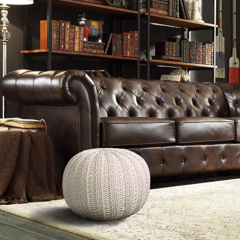 Stylish Round Pouf Ottoman – Soft Cotton Floor Cushion and Footrest