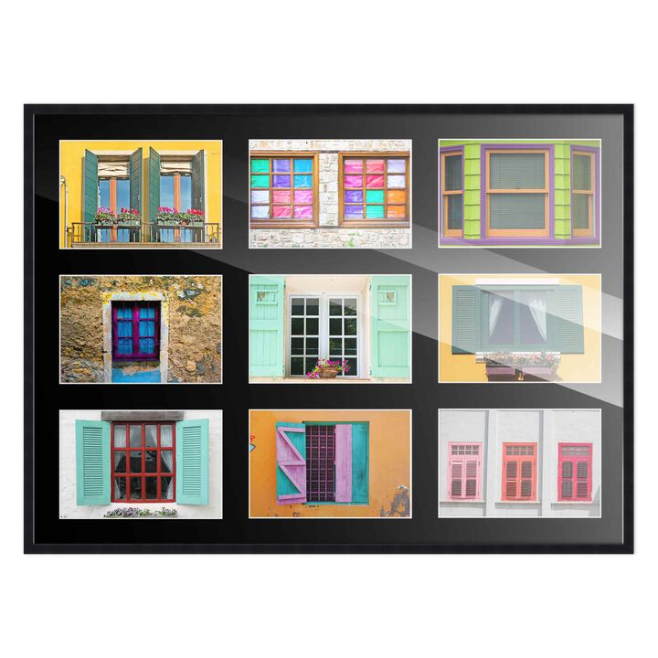17.5x23.5 Wood Collage Frame with Black Mat For 9 5x7 Pictures
