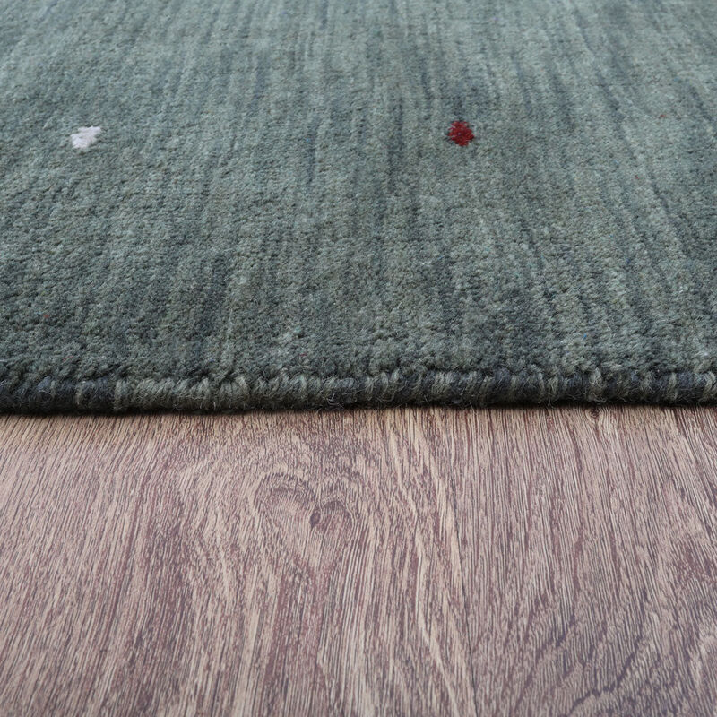 RUGSOTIC CARPETS HAND KNOTTED LOOM WOOL ECO-FRIENDLY AREA RUGS  - 3'x5', Rectangle, Green Color, Contemporary Modern Design, High Pile Thick Handmade Anti Skid Rugs for Living Room (L00109)