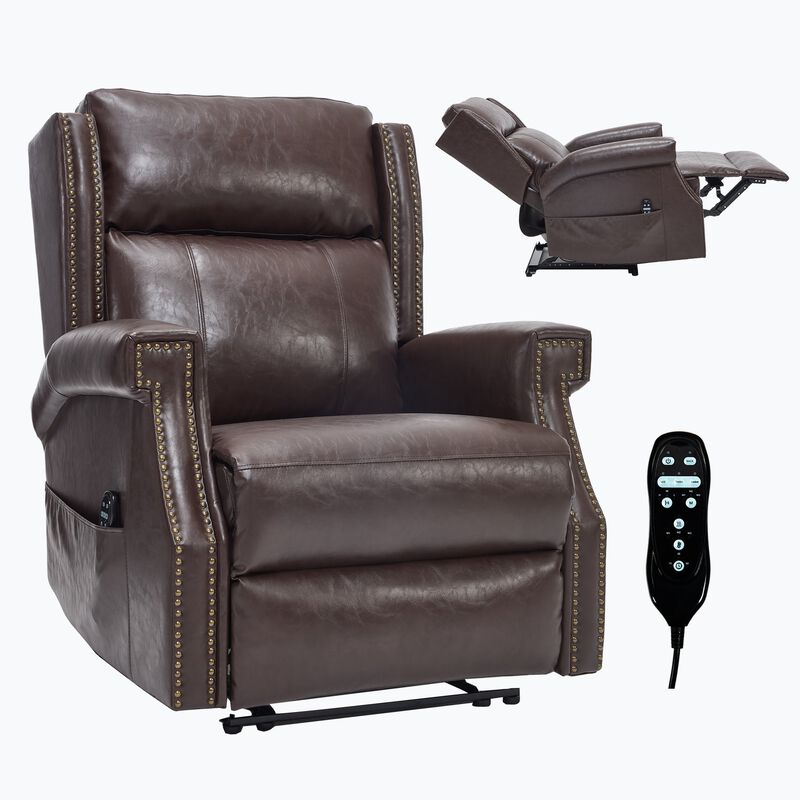 Manual Recliner Chair in Faux Leather for Living Room with Heavy Duty Motion Mechanism, 8 vibrating nodes and 3 massage modes image number 0