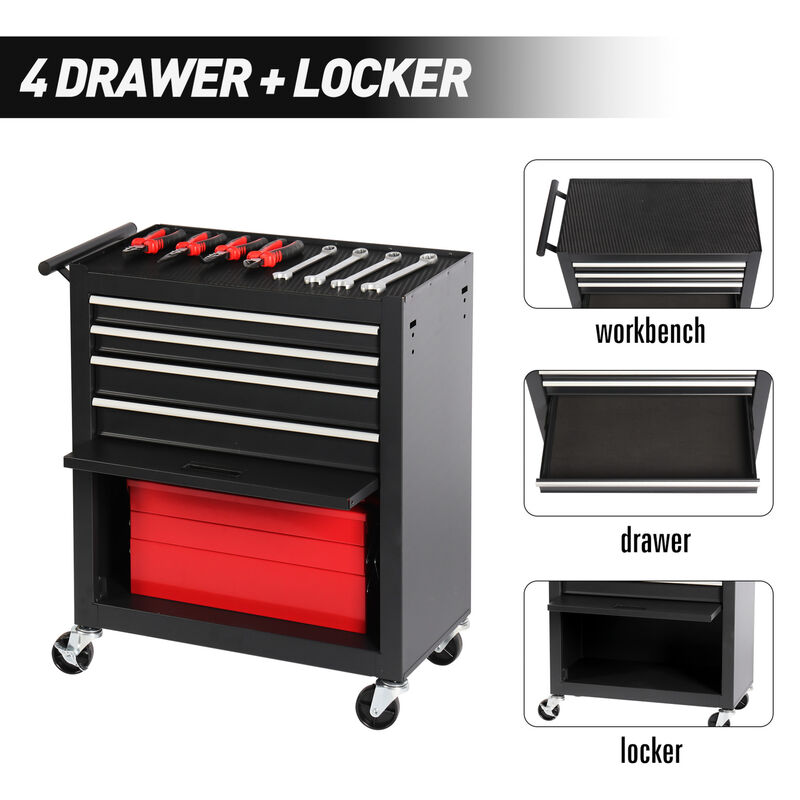ELEMENT ACE 4-Drawer Rolling Tool Chest with Ball-Bearing Drawers and Casters, Mobile Storage Organizer for Garages, Warehouses, Workshops and Repair Shops image number 6