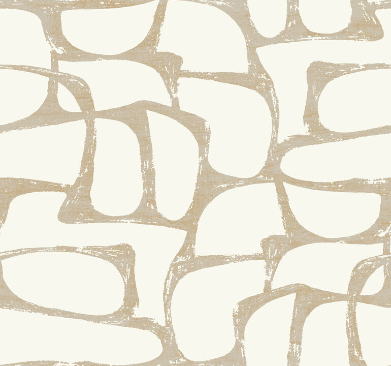 Craftsman Geometric White & Gold Wallpaper