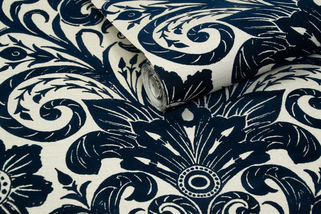 Off The Wall Damask Sauvage Blue Wallpaper LB25167