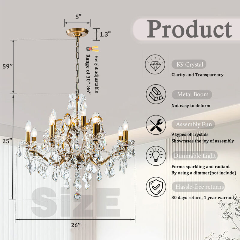 Classic Traditional Antique Gold Ornate Crystal Chandelier image number 5