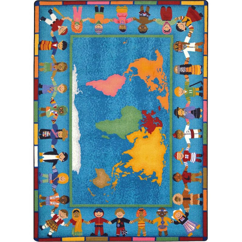 Joy Carpets Kid Essentials Hands Around the World 10'9 x 13'2 Area Rug in Color Multi