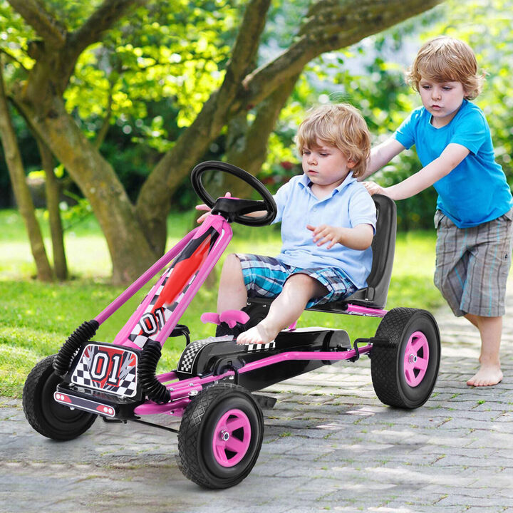 4-Wheel Kids Pedal Go-Kart Ride-On Racer Car for Outdoor Play