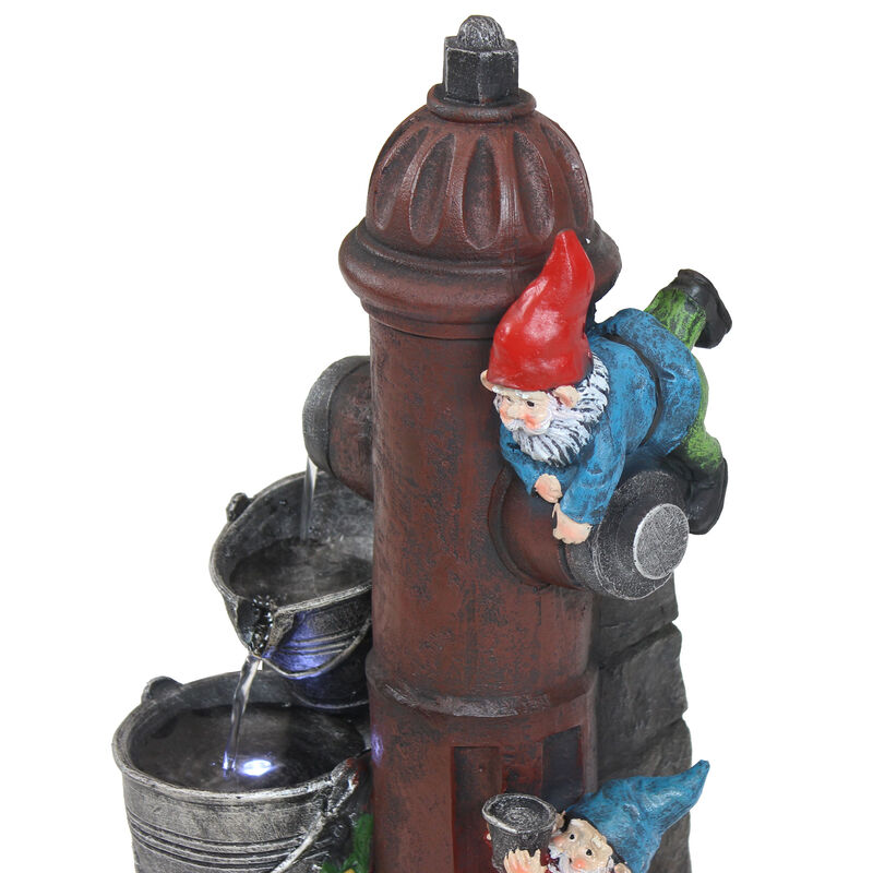 Sunnydaze Electric Fire Hydrant Gnome Water Fountain with LED Light - 16 in