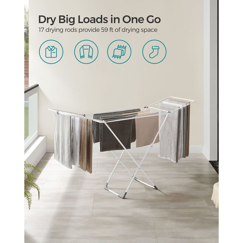 Foldable Clothes Drying Rack Adjustable and Space-Saving Design