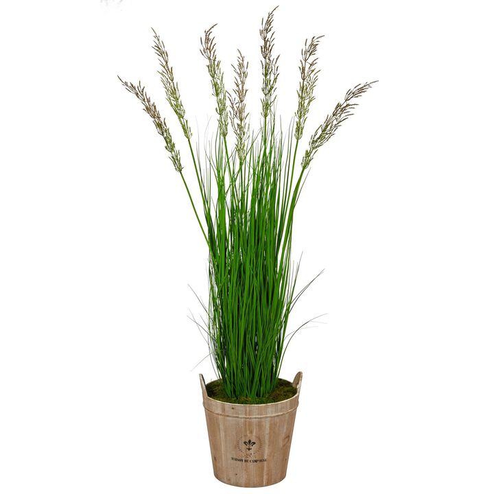 Nearly Natural 64-in Wheat Grass Artificial Plant in Farmhouse Planter