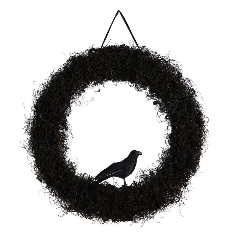 Hivvago 30" Halloween Black Raven Twig Wreath