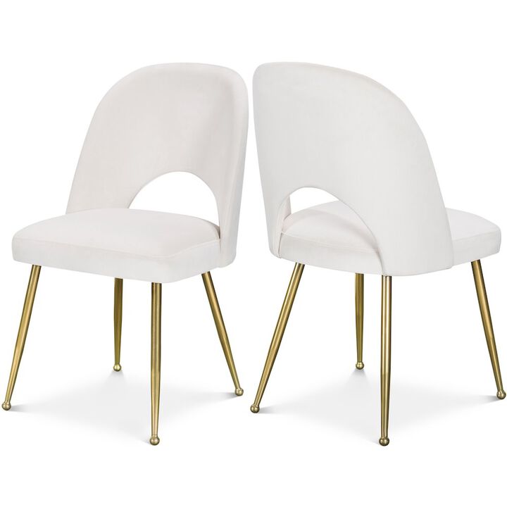 Meridian Furniture Logan Cream Velvet Dining Chair, Set of 2