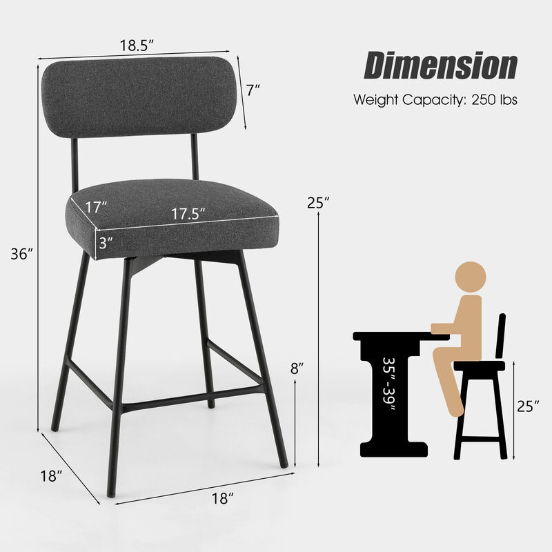 2-Piece Set Modern Upholstered Bar Stools with Back and Footrest &ndash; Perfect for Home Bar