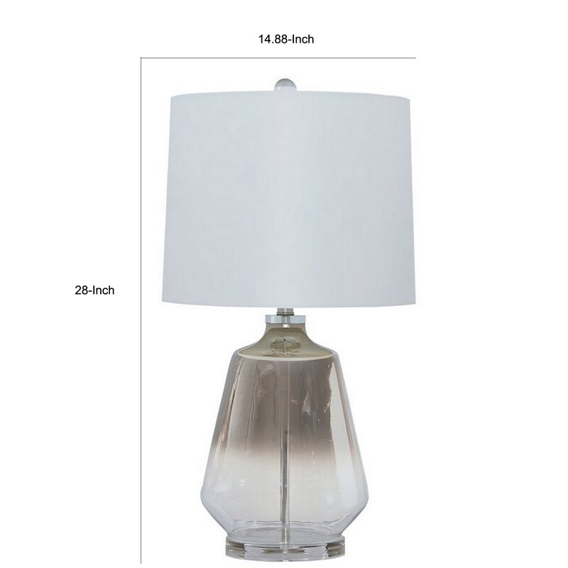 Sculptured Glass Frame Table Lamp with Fabric Shade, Gray and White-Benzara image number 5
