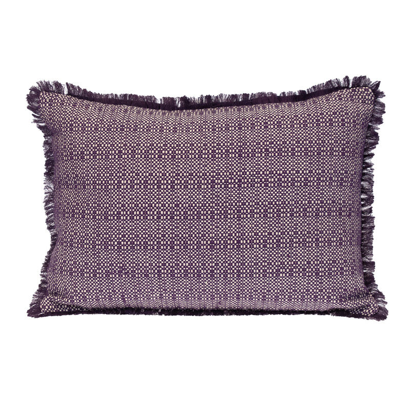 HomeRoots 14" X 20" Purple and White Striped Cotton Throw Pillow With Fringe image number 0