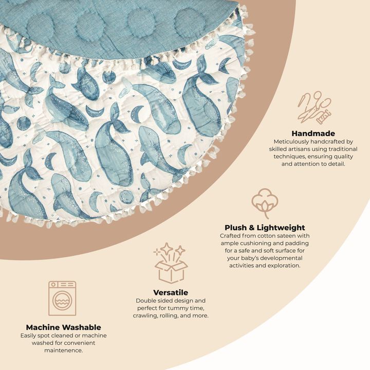 Caspian Quilted Baby Play Mat (Whale)