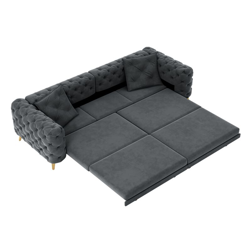 Whisen 97.7" 4-Seat Convertible Sleeper Sofa, Velvet 3-in-1 with Ottoman for Apartment Office image number 0