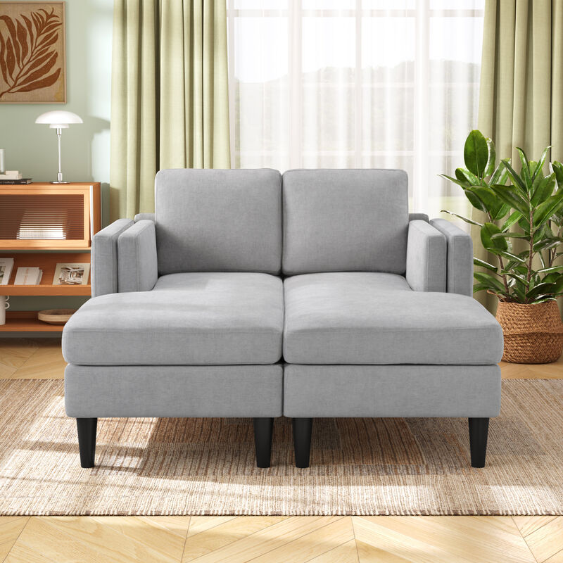 Merax Modular Chenille Chaise Lounge - Dual-Layer Armrests with Flexible Layouts Accent Chairs image number 2