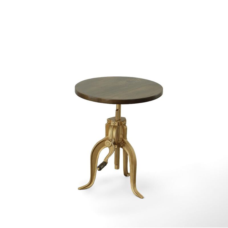 Carolina Living Regan Adjustable Accent Table - Elm Top - Gold Base