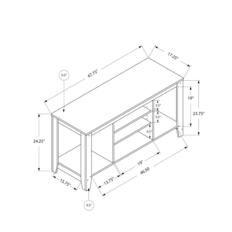 Monarch Specialties I 3567 Tv Stand, 48 Inch, Console, Media Entertainment Center, Storage Shelves, Living Room, Bedroom, Laminate, Brown, Contemporary, Modern