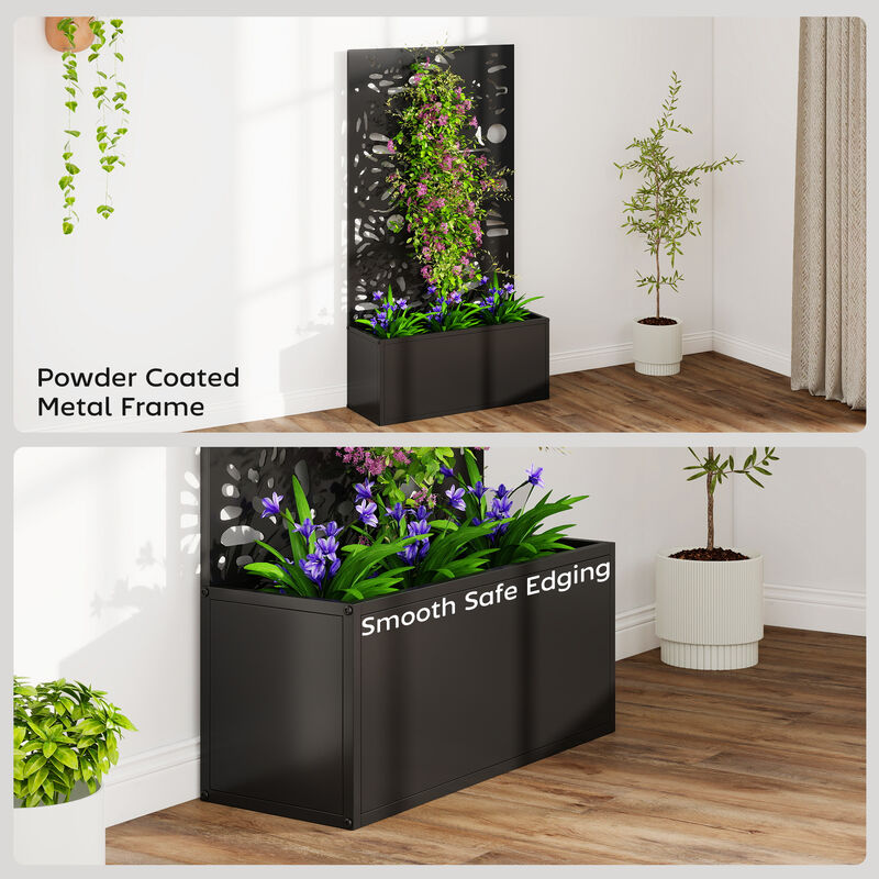 Hivvago Metal Raised Planter with Trellis for Balcony or Garden image number 6