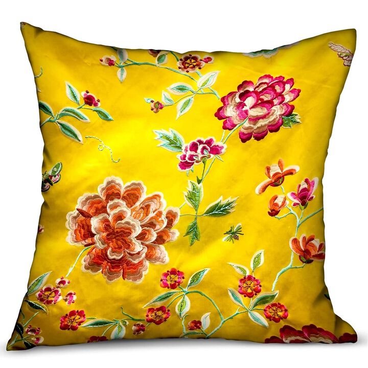 Plutus Brands Heavenly Peonies Yellow Floral Luxury Throw Pillow