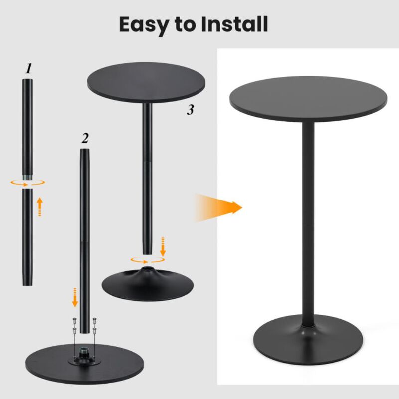 Hivvago Modern Round Cocktail Table with Metal Base and MDF Top