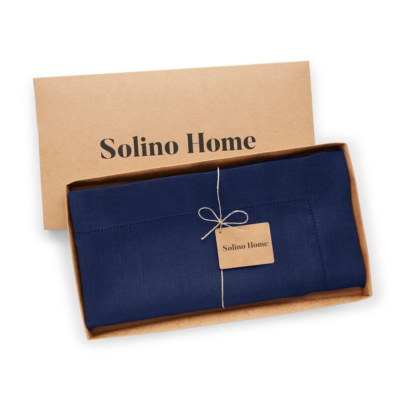 Solino Home Classic Hemstitch 100% Linen Tablecloth &ndash; Handcrafted, Machine Washable, Perfect for Holiday and Everyday Dining