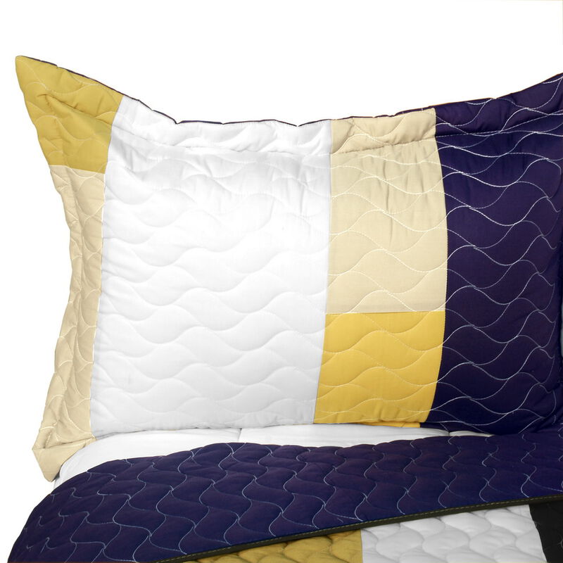 Vermicelli Quilted Patchwork Bedding Set Queen Size Morning Glory Design Set image number 4
