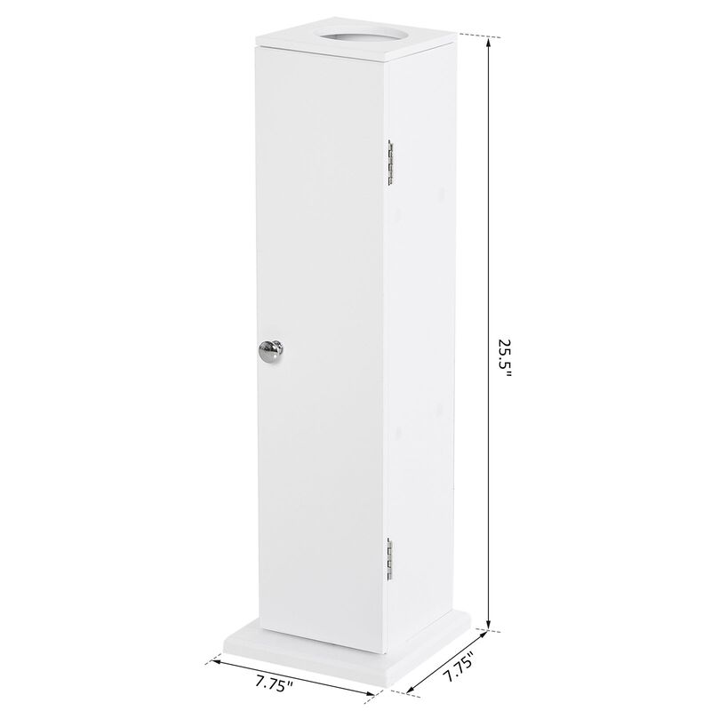 Slim Bathroom Storage: 26" White Narrow Toilet Paper Cabinet