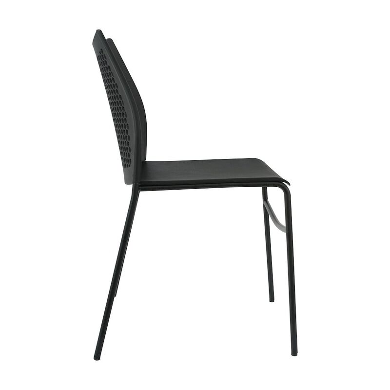 Flash Furniture Black Stack Chair with Air-Vent Back, Non-Sled Base image number 4