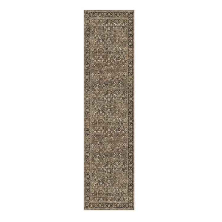 HomeRoots Floral Medallion Washable Runner Rug