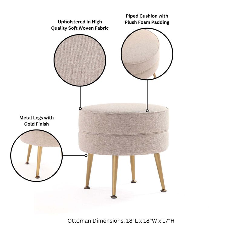 Bailey Cream and Gold Ottoman