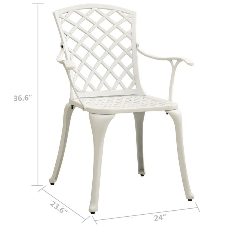 Outdoor Patio Chair Set of 4, Cutout Backrests, White Aluminum Metal - Benzara