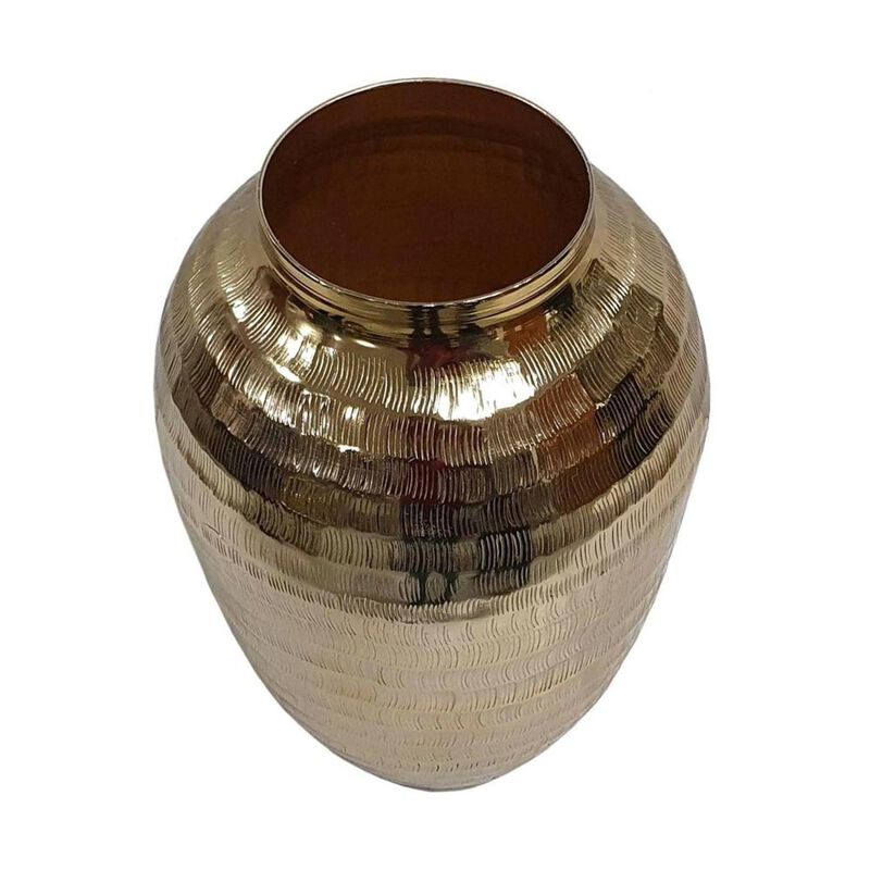 HomeRoots 13" Gold Hammered Aluminum Urn Table Vase image number 2