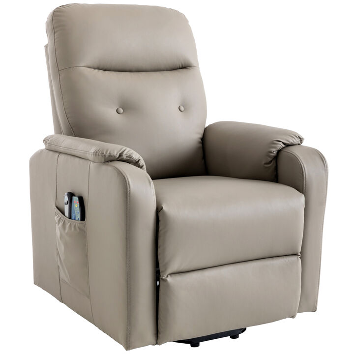 Massage Recliner Chair Electric Power Lift Chairs with Side Pocket, Adjustable Massage and Heating Function for Adults and Seniors, Olive Grey