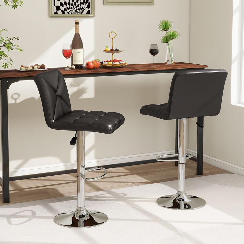 PU Leather Upholstered Bar Stools Set of 2 with Back and Adjustable Height