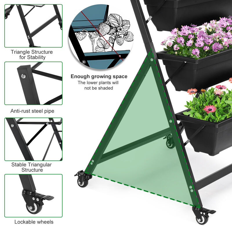 5-Tier Vertical Garden Bed, Space-Saving Raised Planter for Vegetables, Flowers & Herbs