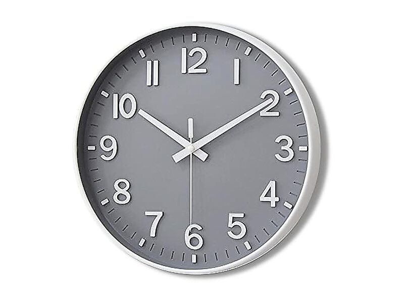 Grey Wall Clock 12 Inch Silent Non Ticking Living Room Bedroom Kitchen Office image number 0