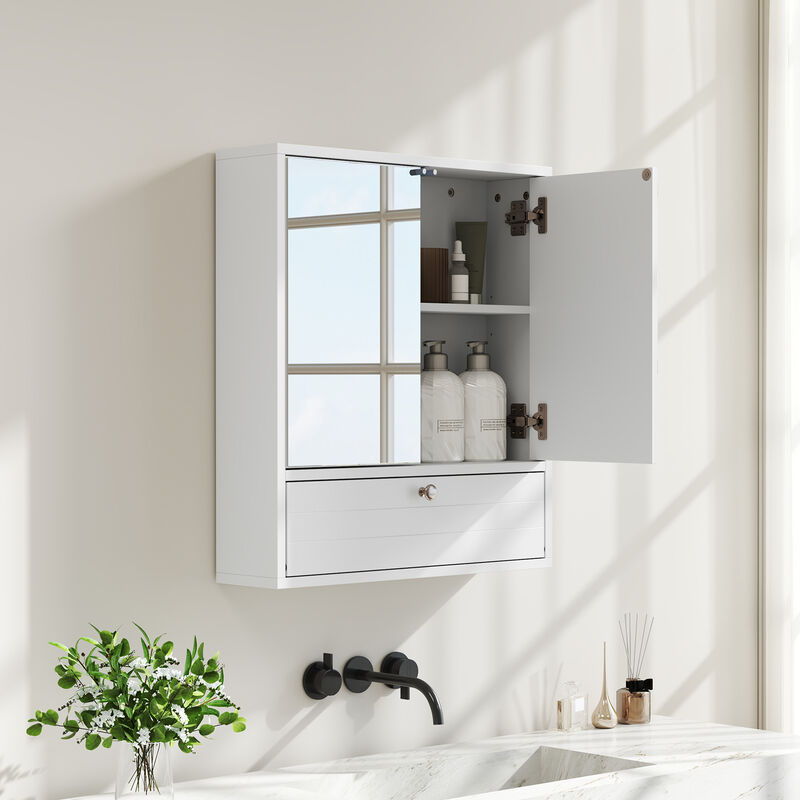 Wall-Mounted Bathroom Medicine Cabinet – Double Mirrored Doors and Internal Shelving