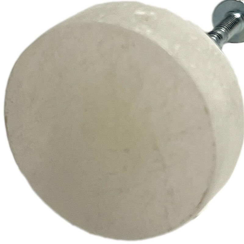 HomeRoots Set of Six Off White Stone Disc Drawer Pull Knobs image number 4