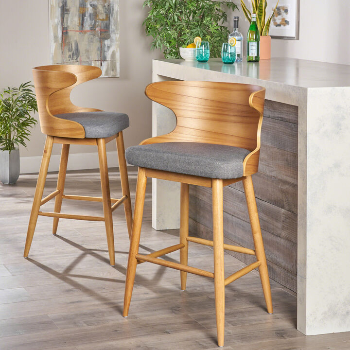 Merax Mid-Century Modern Wooden Bar Stools Set of 2