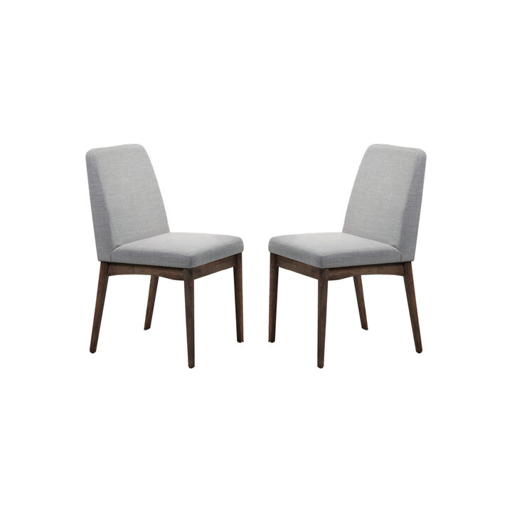 Grey Fabric Upholstered Dining Chair, Brown(Set of 2)