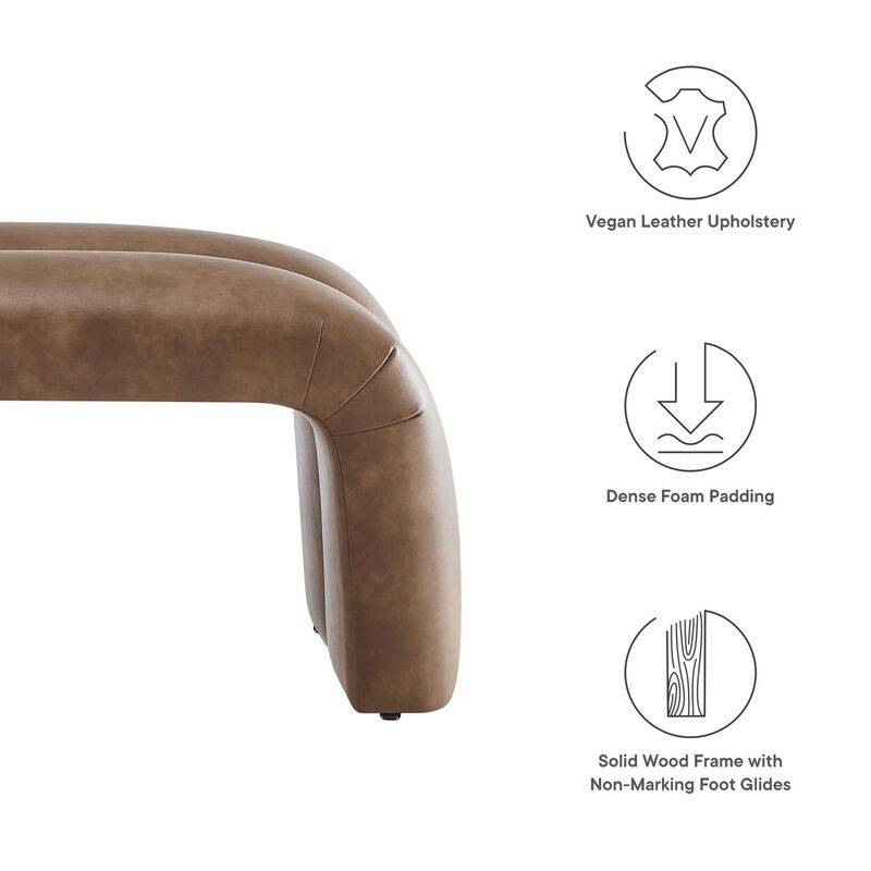 Modway EEI-6770-BRN Dax 50.5" Vegan Leather Upholstered Accent Bench, Brown image number 3