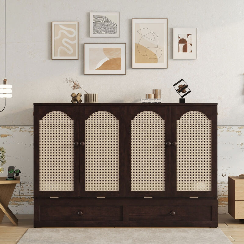Queen Size Pine Wood Murphy Bed image number 1