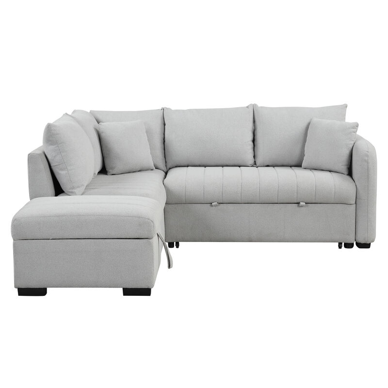 Merax L-shaped Sectional Pull Out Sofa Bed Sleeper Sofa with 2 USB Ports. image number 0
