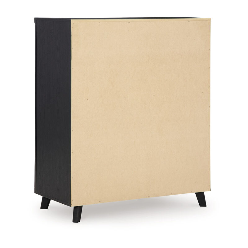 Danzi Tall Dresser Chest, 5 Storage Drawers, Modern Black Laminate - Benzara